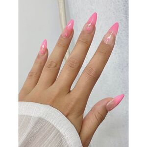 24 pcs Acrylic Almond Heart Press On Nail Set Reusable